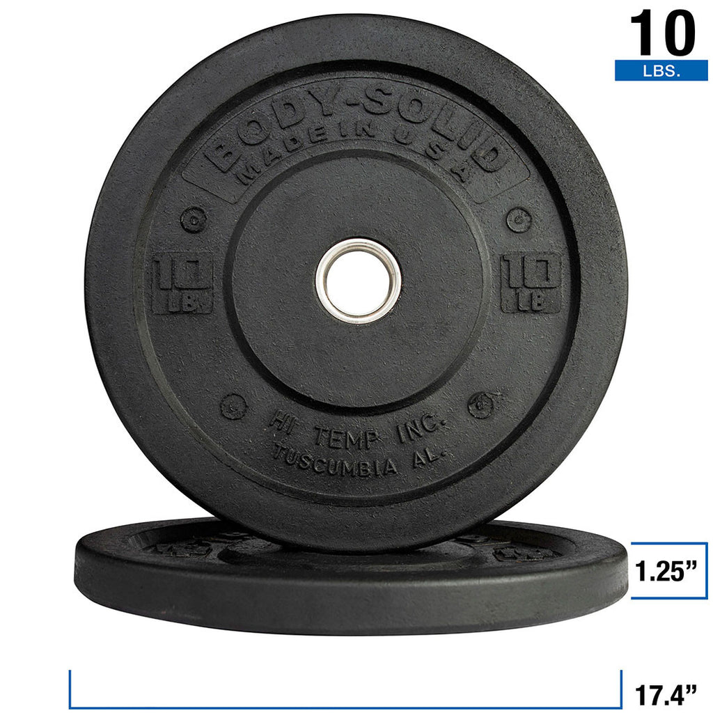 10LB BLACK BUMPER PLATES 17.375 ", Full Commercial Made is USA