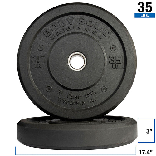 25LB BLACK BUMPER PLATES 17.375 ", Full Commercial Made is USA