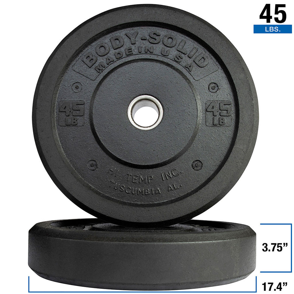 15LB BLACK BUMPER PLATES 17.375 ", Full Commercial Made is USA