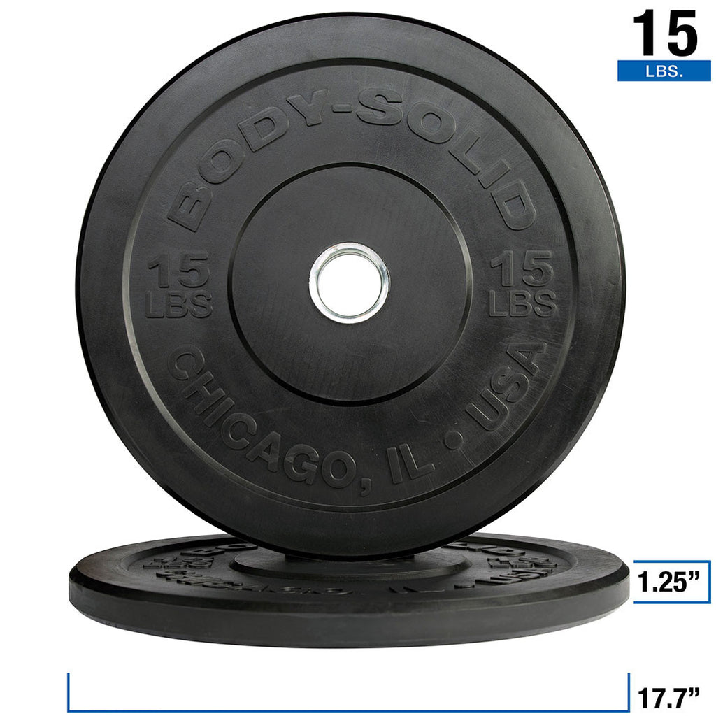 BLACK 15LB CHICAGO EXTREME BUMPER, 17.72", FULL COMMERCIAL, 1 YEAR WARRANTY