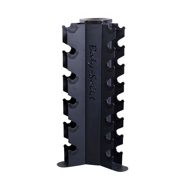 Body-Solid GDR80 10-Pair Vertical Dumbbell Rack for Rubber Hex Dumbbells and Cast Iron Hex Dumbbells - 3-Sided Cradle Rack - GymBasis Store