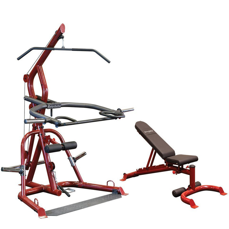 Body Solid GLGS100P4 Plate Loaded Leverage Gym + Bench GFID100 - GymBasis Store