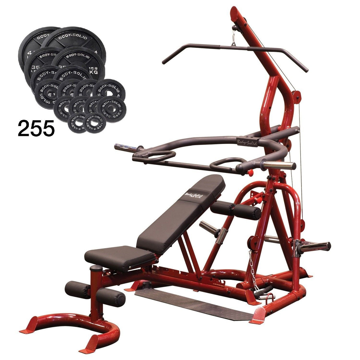 Body-Solid GLGS100P4 Corner Leverage Gym Pack w/ Cast Iron Weight Plates - GymBasis Store