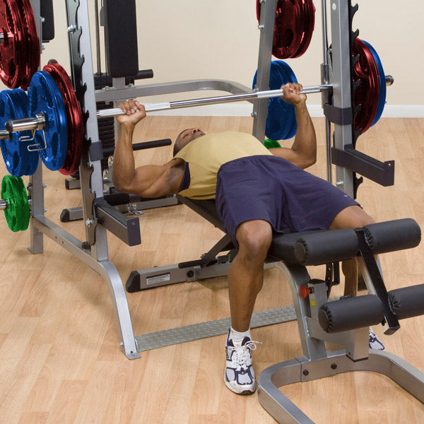 BodySolid GS348Q Series 7 Smith Machine with COLORED Rubber Grip Olympic Set - GymBasis Store