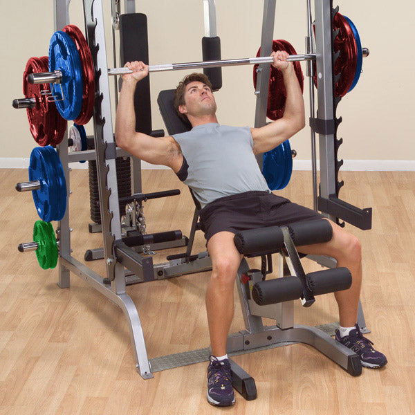 BodySolid GS348Q Series 7 Smith Machine with COLORED Rubber Grip Olympic Set - GymBasis Store