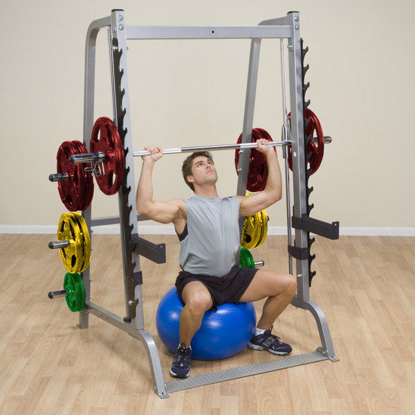 BodySolid GS348Q Series 7 Smith Machine with COLORED Rubber Grip Olympic Set - GymBasis Store
