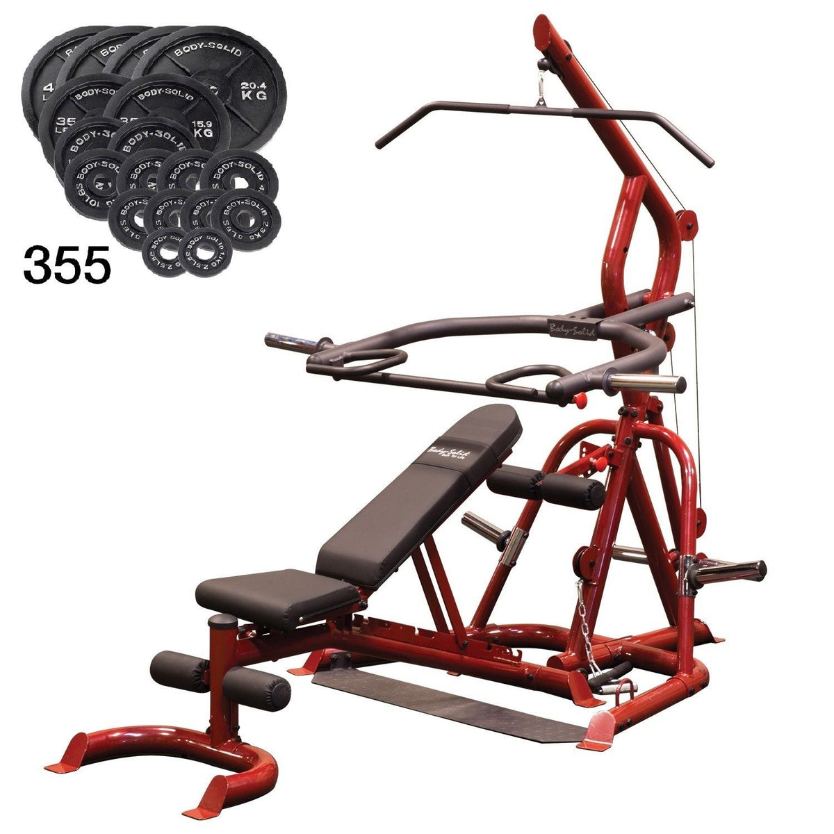Body-Solid GLGS100P4 Corner Leverage Gym Pack w/ Cast Iron Weight Plates - GymBasis Store