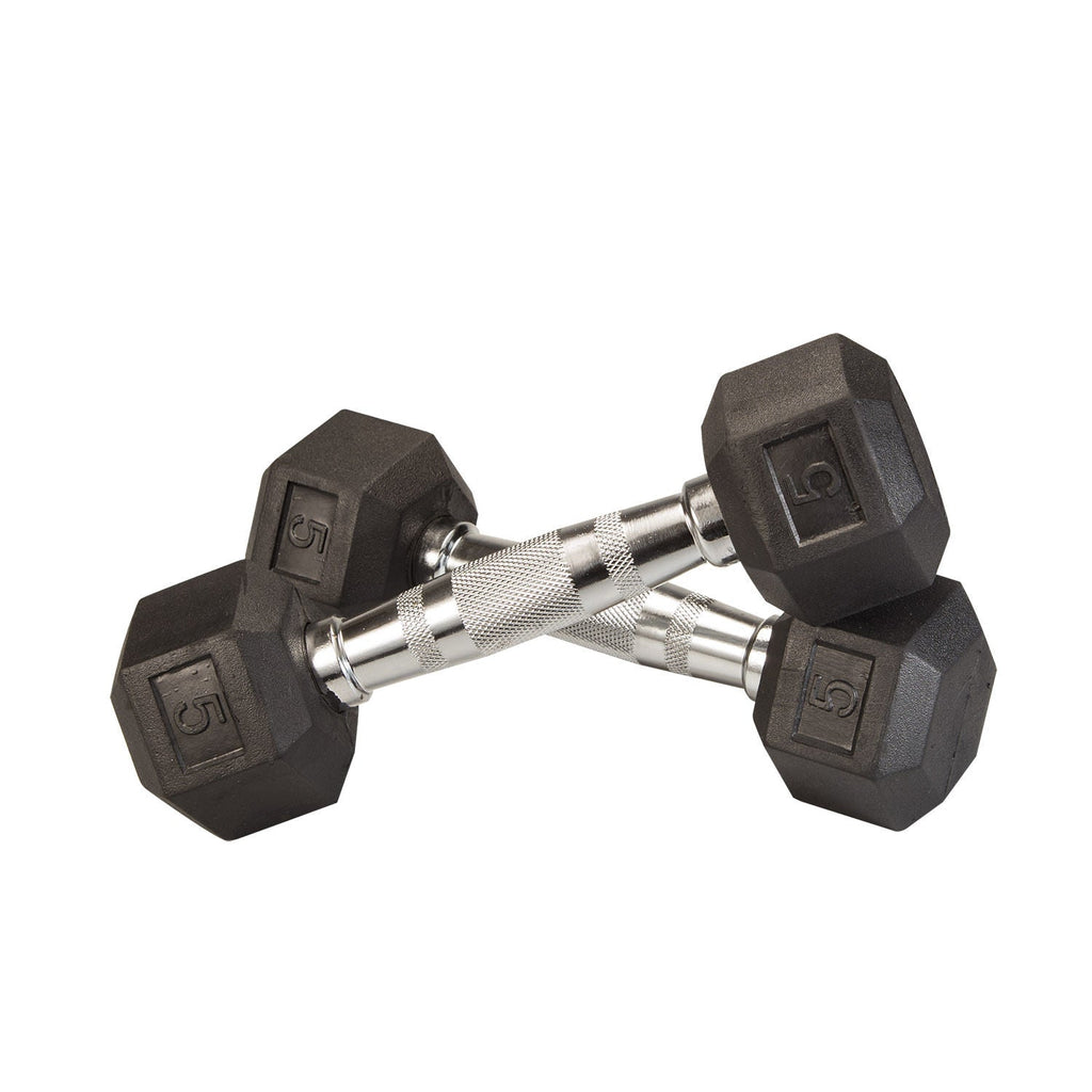 Heavy Duty Rubber Coated Dumbbell Set with Rack 5-70 lbs Pairs - Body-Solid - GymBasis Store