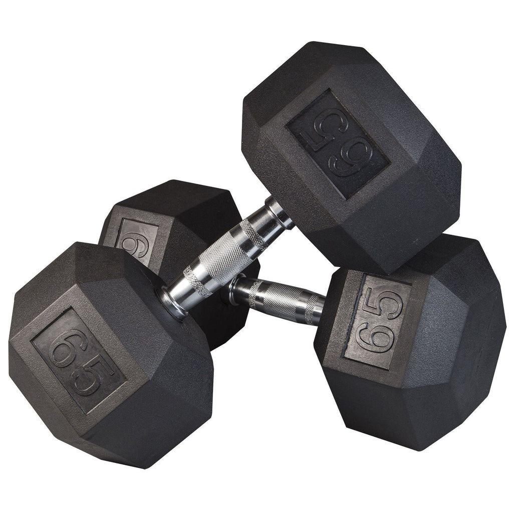 Heavy Duty Rubber Coated Dumbbell Set with Rack 5-70 lbs Pairs - Body-Solid - GymBasis Store